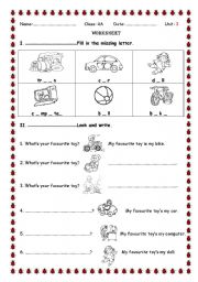 English Worksheet: toys for children