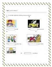 English worksheet: Present continuous handout