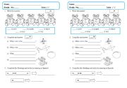 English Worksheet: Exam 4th grade colors numbers and toys