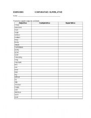 English Worksheet: comparative and superlative