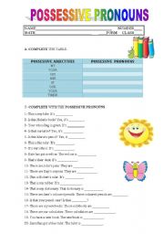 English Worksheet: POSSESSIVE PRONOUNS