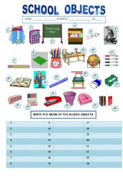 English Worksheet: SCHOOL OBJECTS