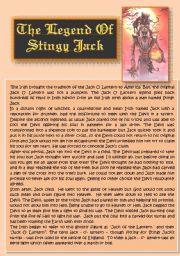 English Worksheet: Jack - o - lanterns story