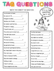 English Worksheet: TAG QUESTIONS