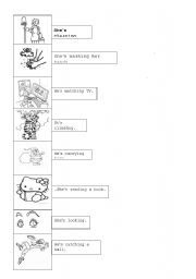 English Worksheet: action verbs with present continuous