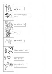 English worksheet: action verbs with present continuous