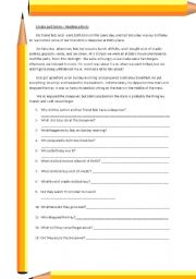 English Worksheet: Past simple - Reading activity