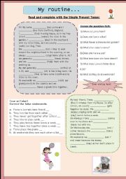 English Worksheet: Rading comprehension simple present