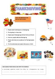 English Worksheet: Thanksgiving Day