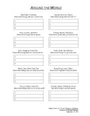 English Worksheet: Around The World Recording Sheet