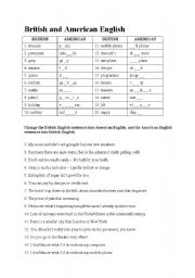 English Worksheet: British & American English