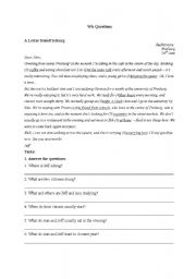 English worksheet: Wh-Questions: a Letter