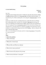 English Worksheet: Wh-Questions: a Letter