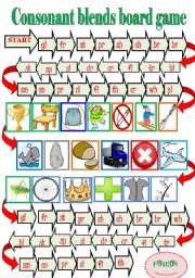 English Worksheet: Consonant blends board game.