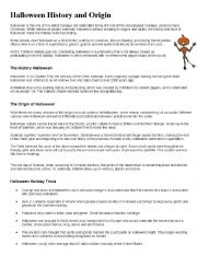 English Worksheet: Halloween history and origin