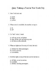 English worksheet: Taking A Taxi