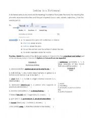 English Worksheet: Dictionary Usage