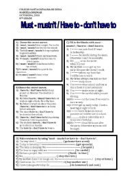 English Worksheet: must and have to