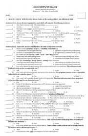 English Worksheet: Adjectives and Adverb Examination