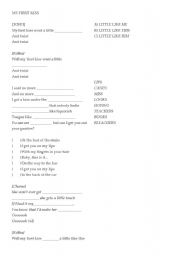 English Worksheet: my first kiss