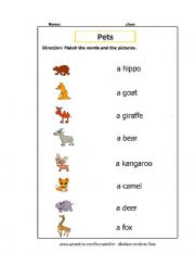 English worksheet: naming animals