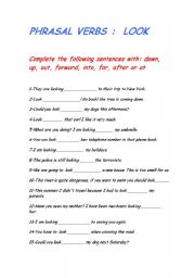 English Worksheet: PHRASAL VERBS WITH LOOK