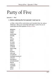 English worksheet: Party of Five - episode one