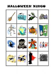 English Worksheet: Halloween Bingo Game