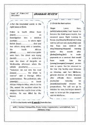 English Worksheet: Grammar revision for 4th form/Arts in Tunisia
