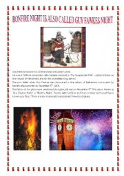 English Worksheet: BONFIRE NIGHT IS ALSO CALLED GUY FAWKES NIGHT