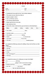 English Worksheet: Agreement of the verb with the subject