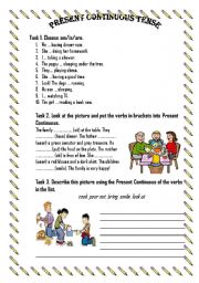 English Worksheet: Present Continuous. 3 exercises