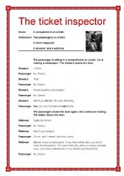 English Worksheet: SKETCH: THE TICKET INSPECTOR