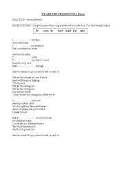 English Worksheet: WE ARE THE CHAMPIONS - Present Perfect