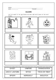 English Worksheet: HALLOWEEN - cut and paste