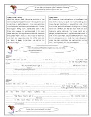 English Worksheet: My House. Reading and Writing