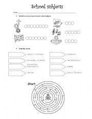 English worksheet: School subjects