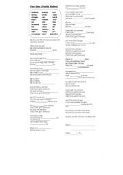 English Worksheet: listening one time (justin bieber)