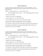 English Worksheet: Subject Verb Agreement