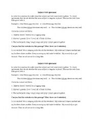 English worksheet: Subject Verb Agreement