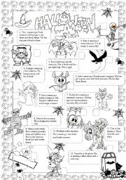 English Worksheet: Kids at Halloween party