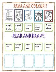 English Worksheet: Read and colour