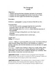 English Worksheet: The Paragraph