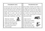 English Worksheet: Comprehension Cards