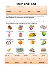 English Worksheet: Health and Food