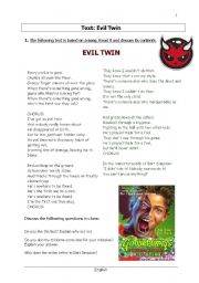 English worksheet: The evil twin