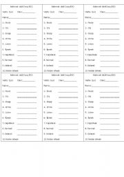 English Worksheet: ten verbs-  cut and make mini quiz at the beginning of the lesson. 