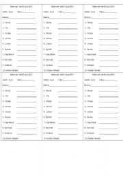 English worksheet: ten verbs-  cut and make mini quiz at the beginning of the lesson. 