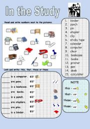 English Worksheet: In the Study