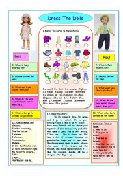 English Worksheet: Dress The Dolls